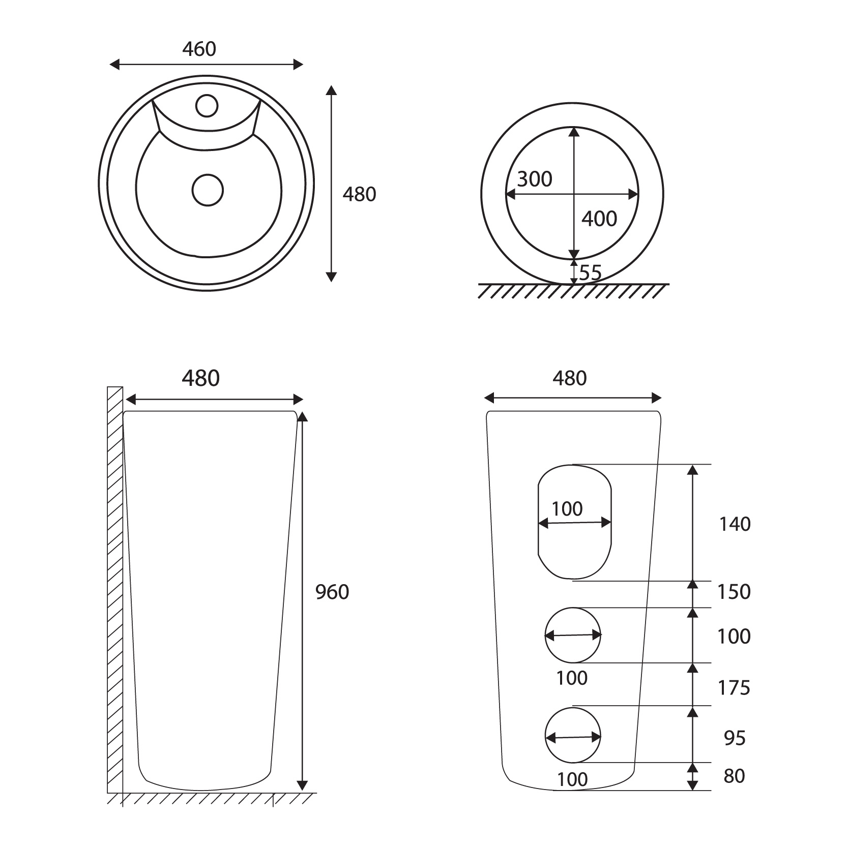 WASH BASIN SRTWB8003BL